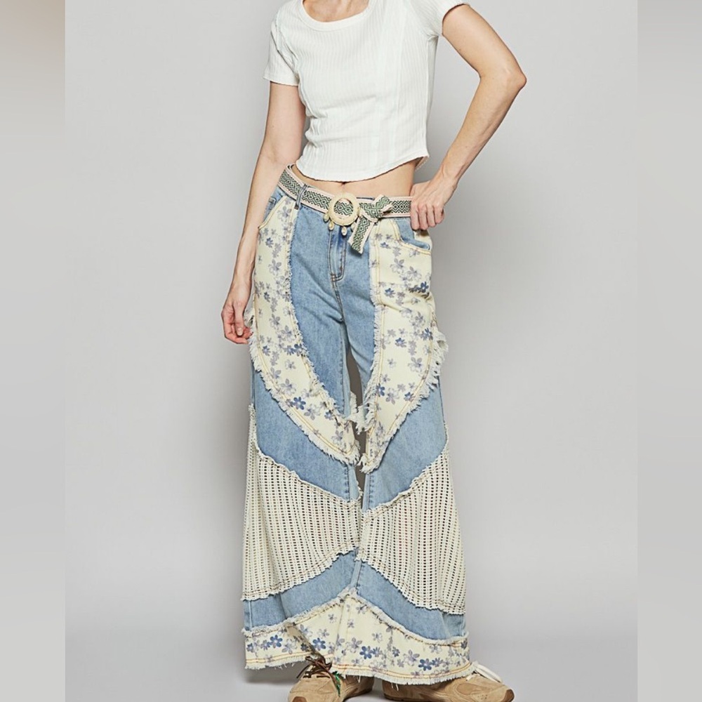 POL Wavy Contrasting Patchwork Jeans - image 5